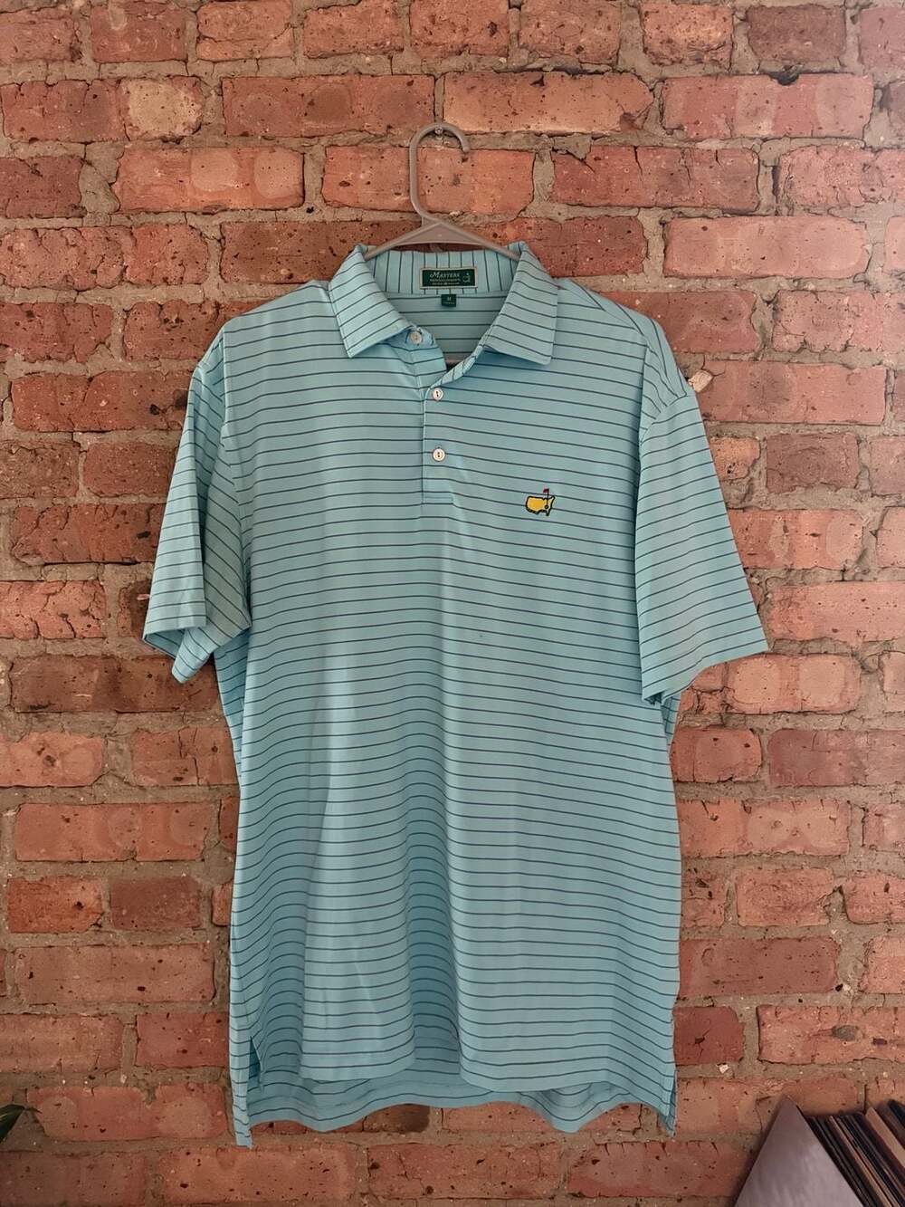 Masters Exclusive Designed by Peter Millar Light Blue Striped Golf Polo